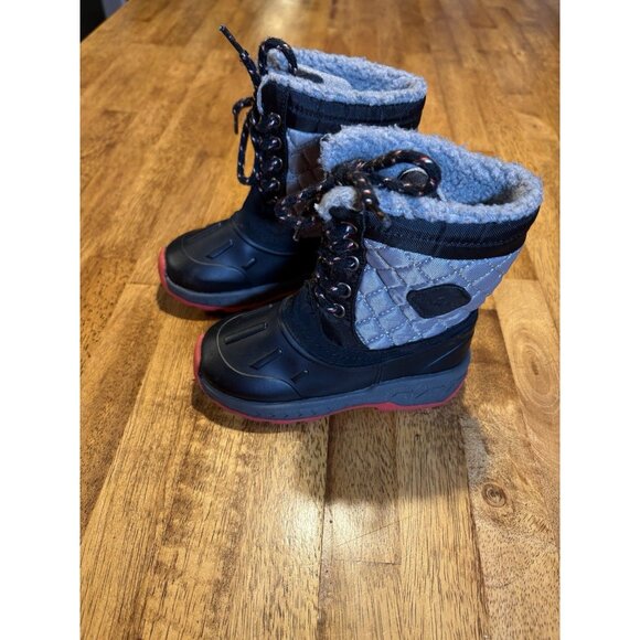 CARTERS Toddler Boys 8 Aikin Cold Weather Snow Boot Black Gray Red Warm - Picture 1 of 7